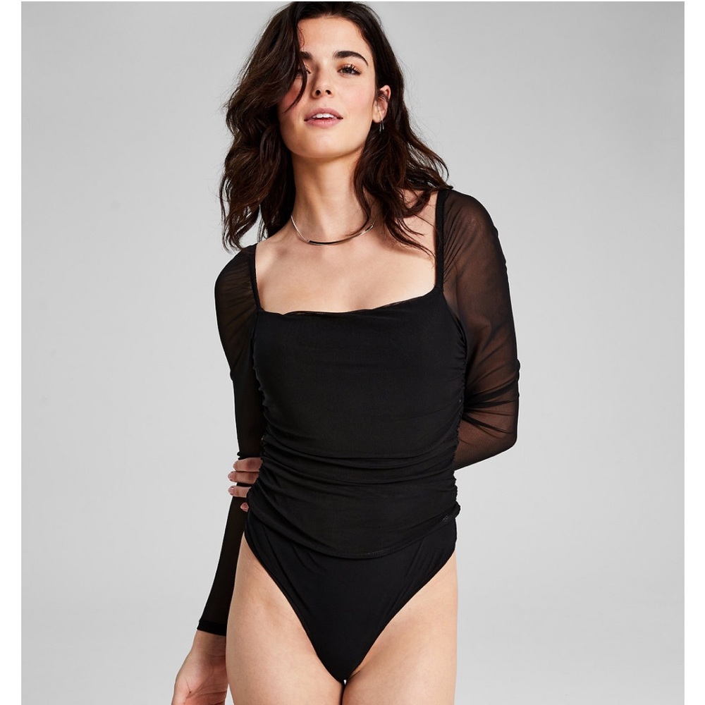 And Now This Women's Puff-Sleeve Ruched Long
Sleeve Bodysuit